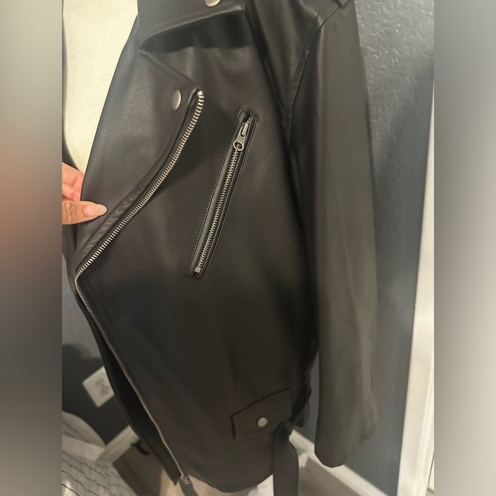 oversize pleather leather jacket